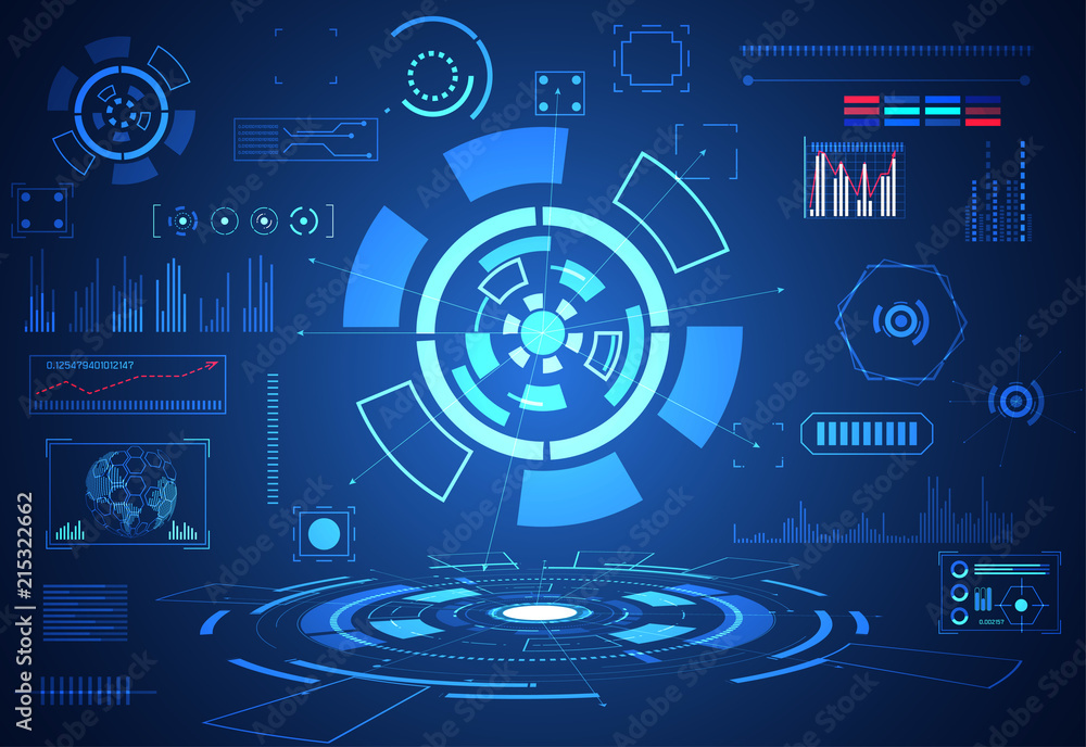 Poster abstract technology ui futuristic concept hud interface hologram elements of digital data chart, com