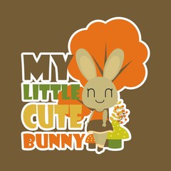 My little cute bunny vector cartoon illustration for kid t-shirt background design, postcard, and wallpaper
