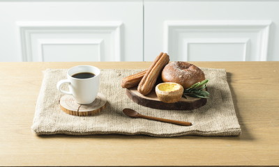 Close up view of bakers are working. Homemade bread. Eating breakfast with bread on the island table in the dining room. Morning coffee.