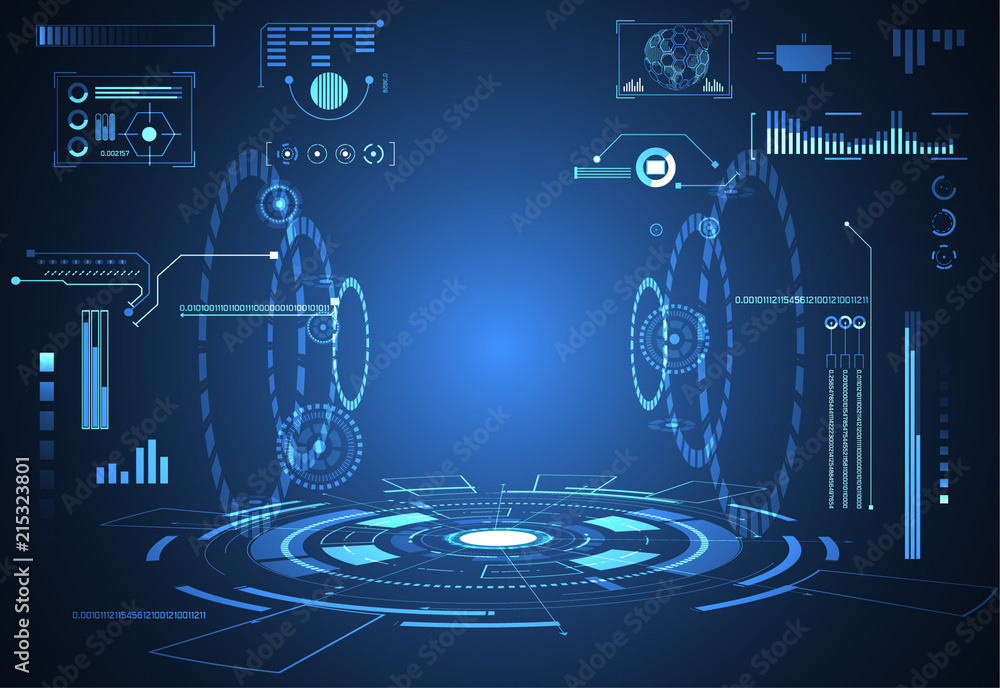 Poster abstract technology ui futuristic concept hud interface hologram elements of digital data chart, com