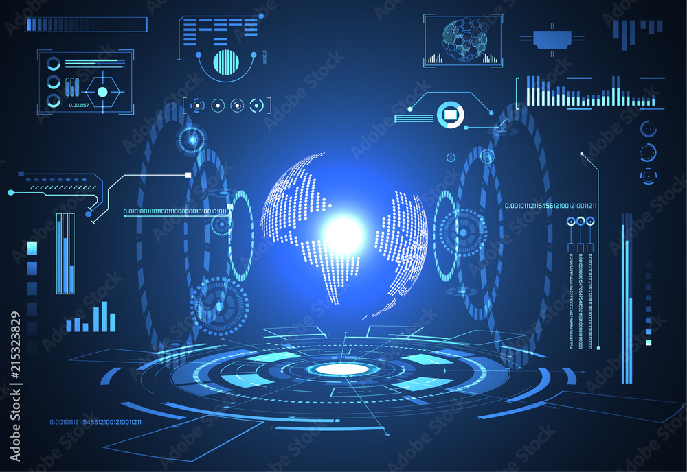 Poster abstract technology ui futuristic concept world digital hud interface hologram elements of digital d