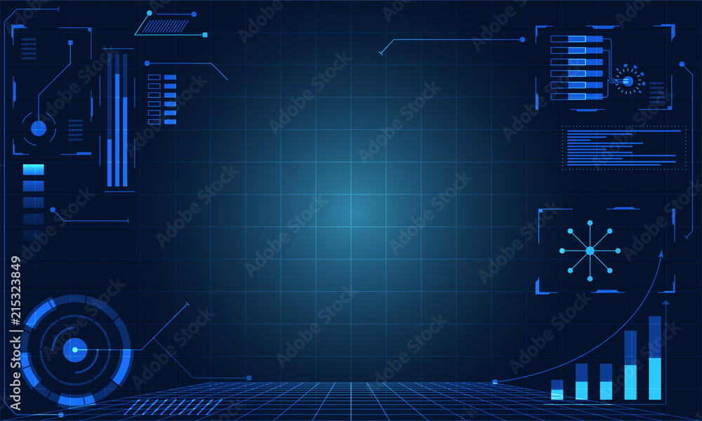 Poster abstract technology ui futuristic concept hud interface hologram elements of digital data chart, com