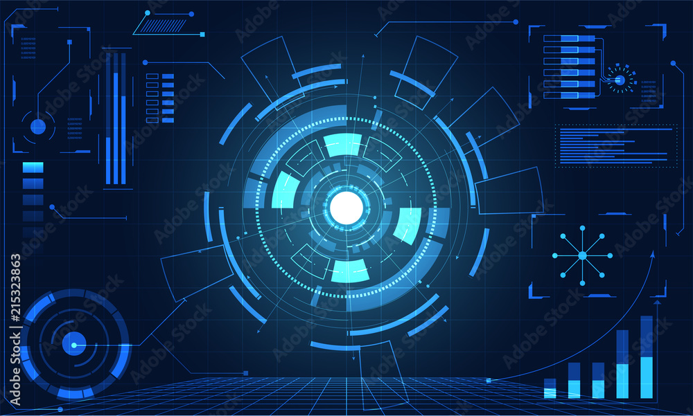 Poster abstract technology ui futuristic concept hud interface hologram elements of digital data chart, com