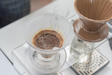 drip coffee maker equipment with grind coffee .