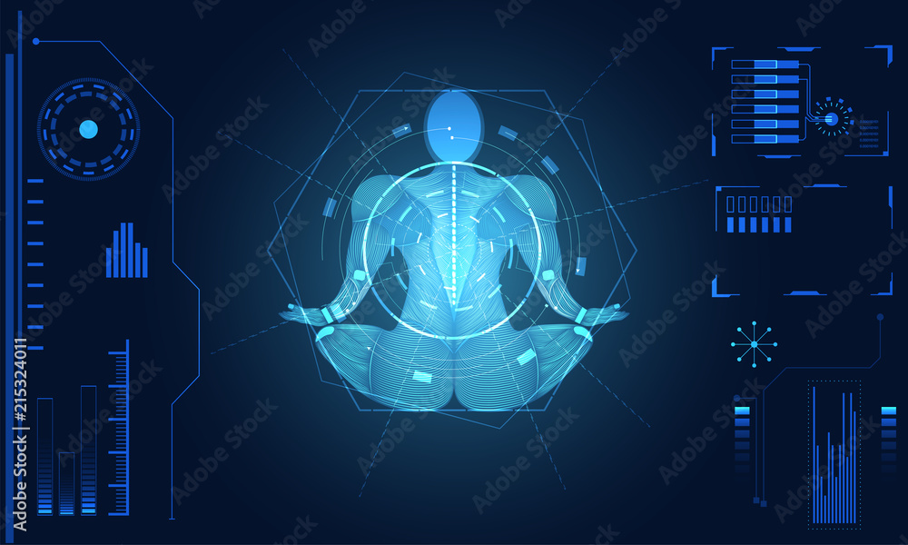 Aufkleber abstract technology ui futuristic concept human body hud interface hologram elements of digital data