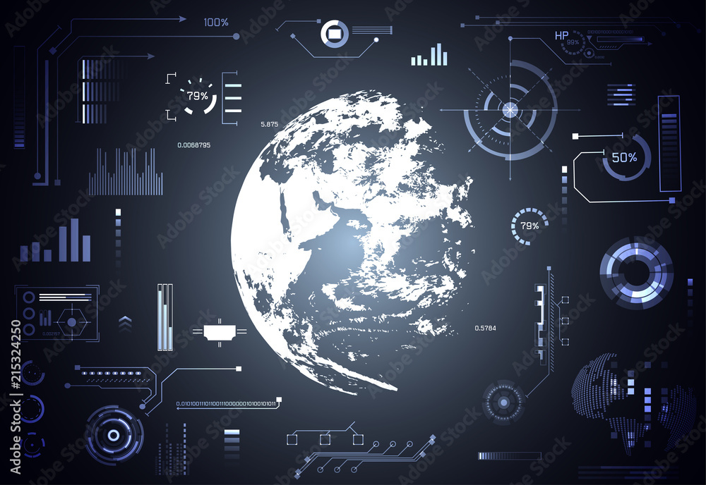 Poster abstract technology ui futuristic concept world hud interface hologram elements of digital data char
