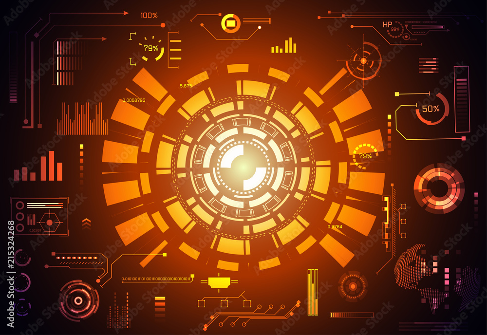 Poster abstract technology ui futuristic concept hud interface hologram elements of digital data chart, com
