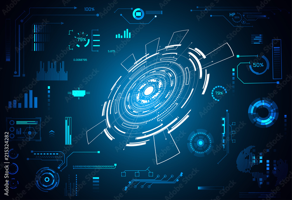 Poster abstract technology ui futuristic concept hud interface hologram elements of digital data chart, com