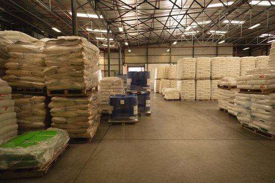 White cements in warehouse