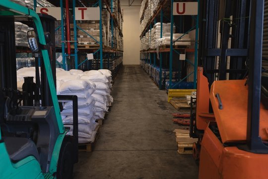 Materials in rack at warehouse