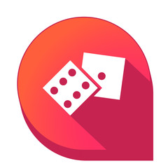 ikona z długim cieniem na tle strzałki pinezki 