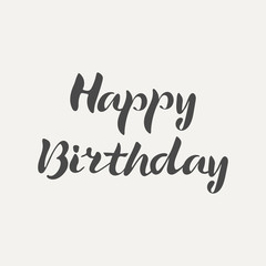 Happy Birthday hand lettering. Elegance calligraphic dark inscriptions isolated on white background. Vector illustration.