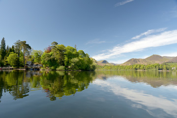 Reflections in Derwentwater from ferry from Keswick