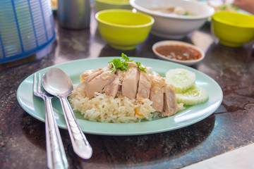 Thai style boiled Chicken with rice.