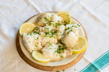 Cod with olive oil and parsley