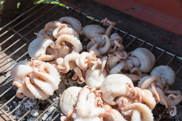 Cooking the grilled polyps