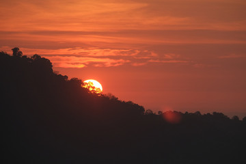 Sunset mountain silhouette.