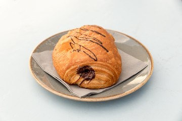 Croissant stuffed with chocolate