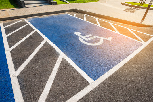 Handicapped Sign Reserved Parking Lot.