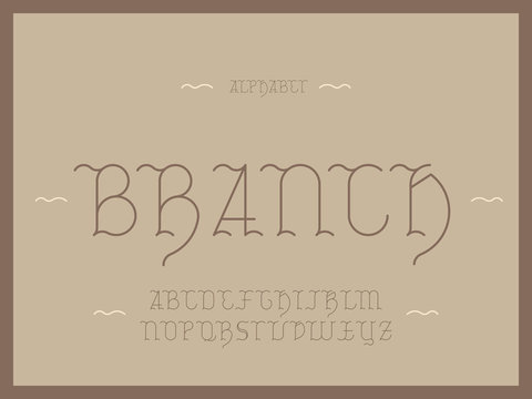 Branch alphabet. Vector letters. 