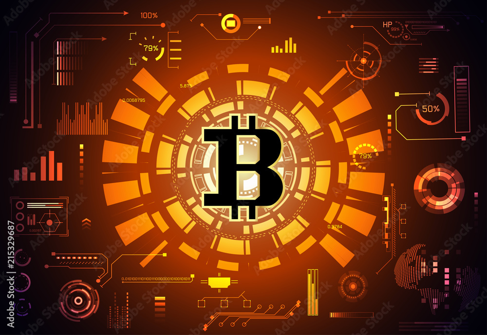 Poster abstract technology digital money ui futuristic concept future golden bitcoin digital currency inter