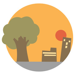 背景　アイコン　夕方