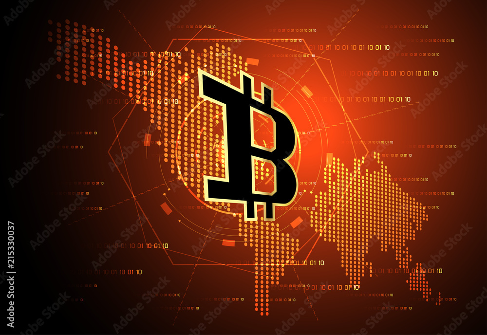 Aufkleber abstract technology map world dot digital money ui futuristic concept future golden bitcoin digital 