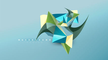 Abstract background - geometric origami style shape composition, triangular low poly design concept. Colorful trendy minimalistic illustration