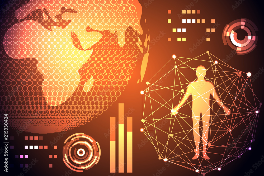 Poster abstract technology concept global network connection futuristic earth globe virtual hologram commun