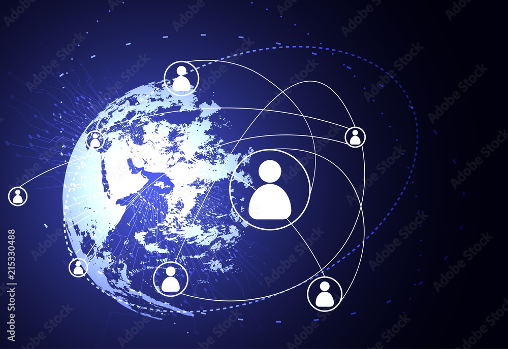 Poster abstract technology concept global network connection world and digital link global business connect