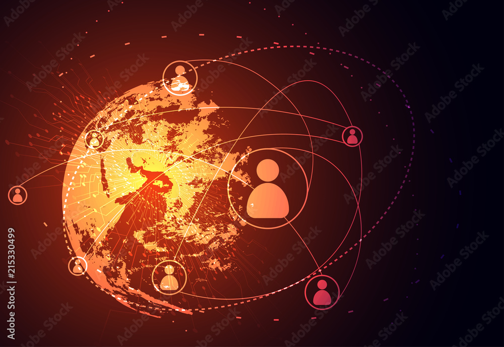Poster abstract technology concept global network connection world and digital link global business connect