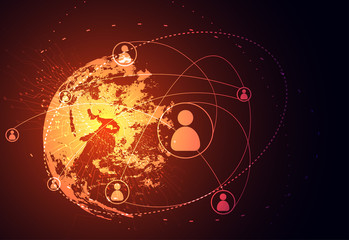 abstract technology concept global network connection world and digital link global business Connection hi tech science background.Elements of this image furnished by NASA.Vector Illustration