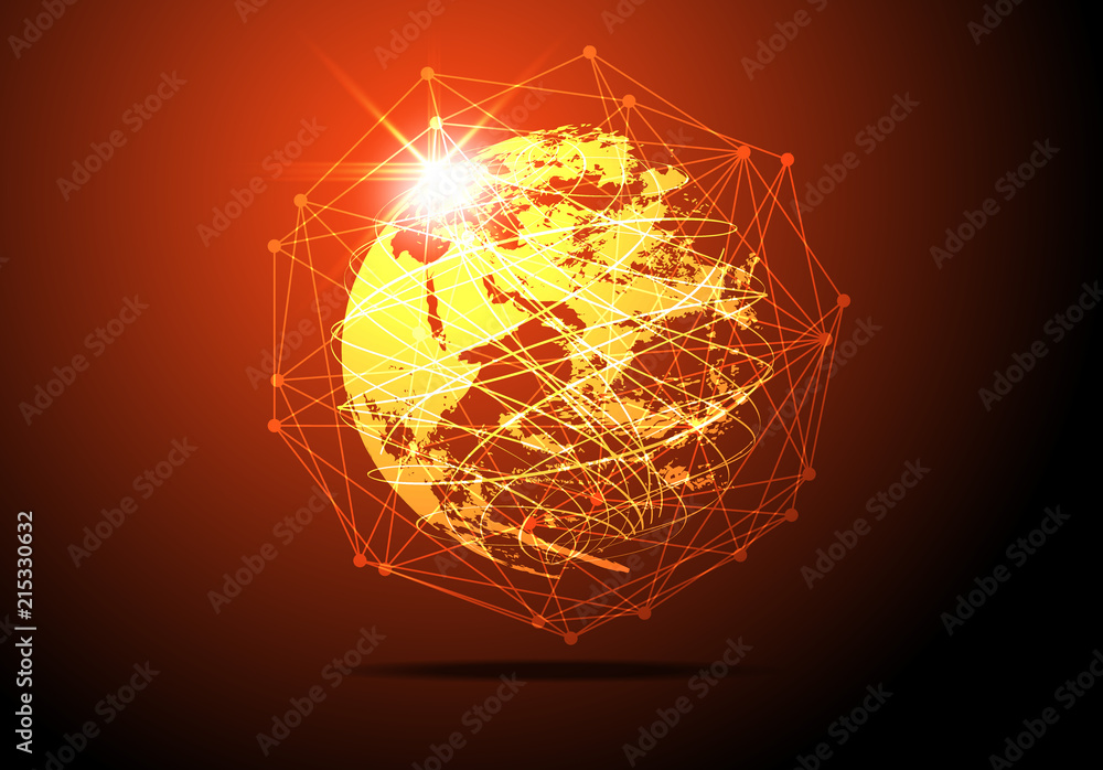 Poster abstract technology concept global network connection world and digital link global business connect