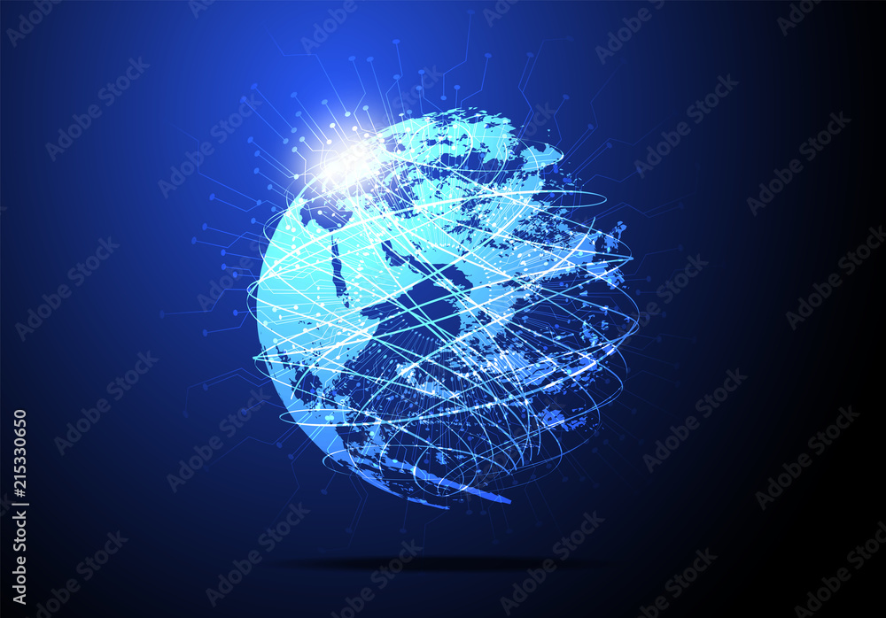 Poster abstract technology concept global network connection world and digital link global business connect