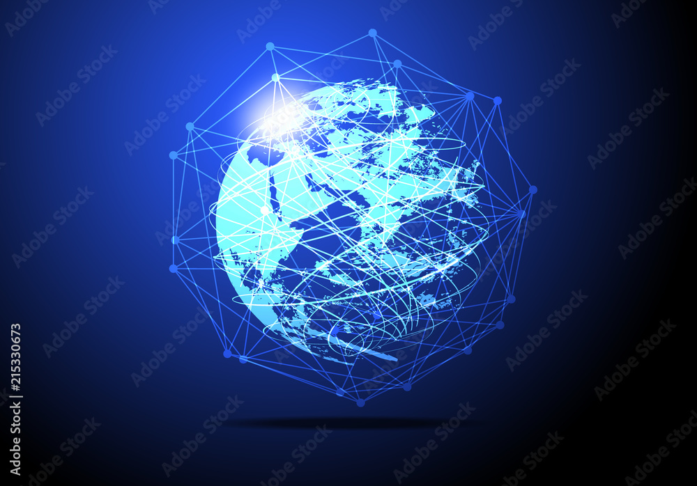 Poster abstract technology concept global network connection world and digital link global business connect