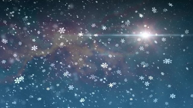 christmas star light snow falling animation background New quality universal motion dynamic animated colorful joyful holiday music video footage