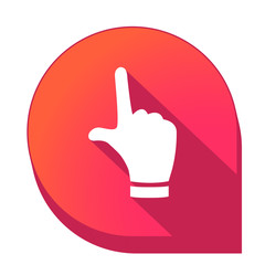 ikona z długim cieniem na tle strzałki pinezki