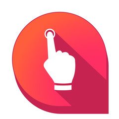 ikona z długim cieniem na tle strzałki pinezki