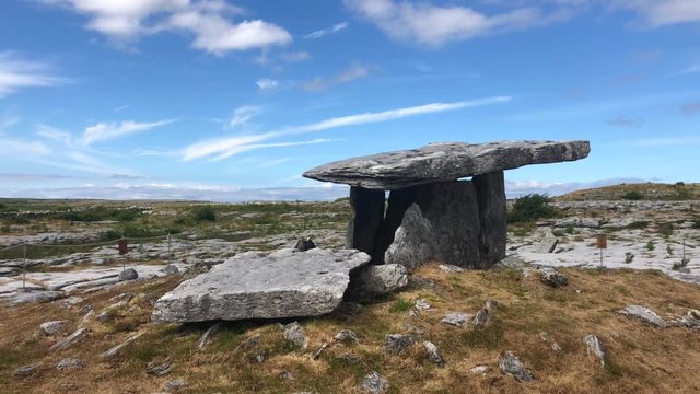 The Poulnabrone Dolmen is located near the townland of Caherconnell in co. Clare.A dolmen is a type of single-chamber megalithic tomb
