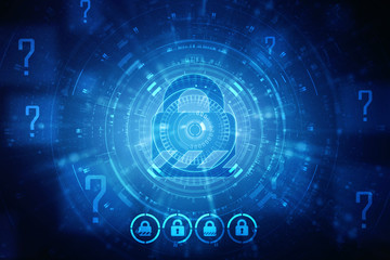 Fototapeta premium 2d illustration Safety concept: Closed Padlock on digital background 