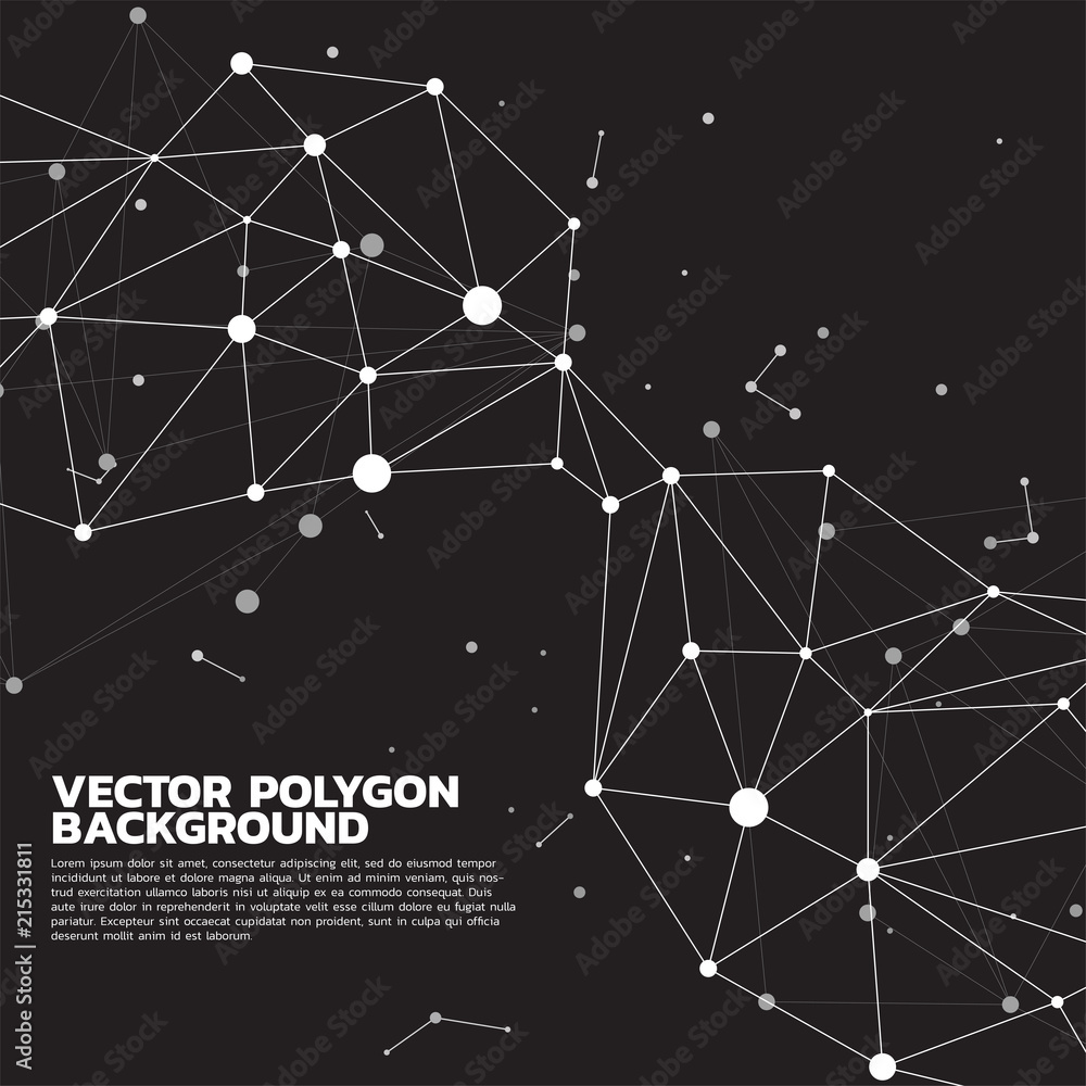 Poster Vector polygon particle build to sphere: Concept of Futuristic, Big Data, Data transform