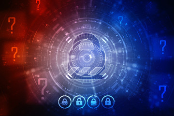 2d illustration Safety concept: Closed Padlock on digital background
