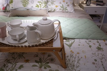 kitchenware display show on a table in the store
