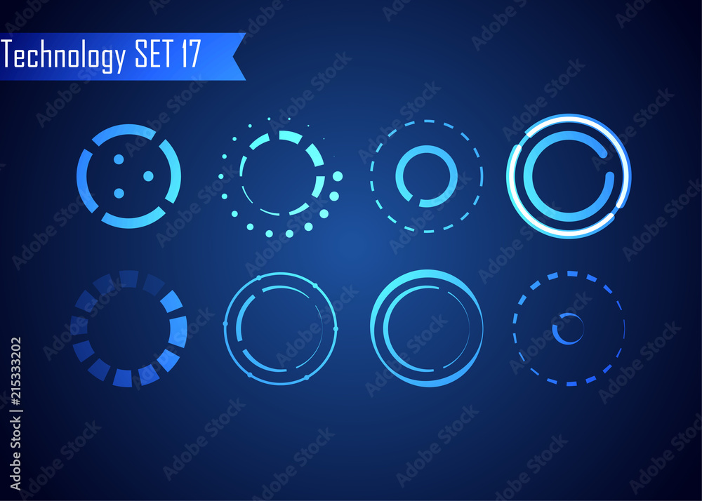 Poster set of circle abstract digital technology ui futuristic hud virtual interface elements sci- fi moder