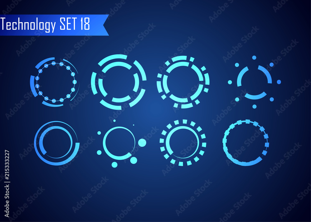 Poster set of circle abstract digital technology ui futuristic hud virtual interface elements sci- fi moder