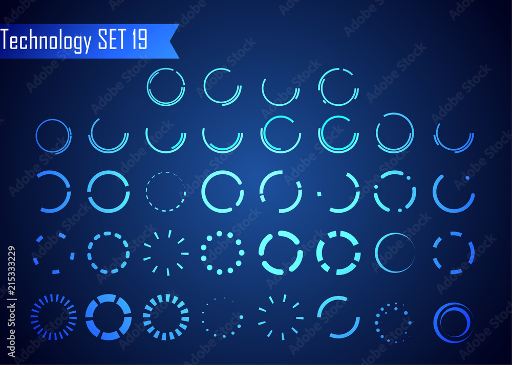 Poster set of circle abstract digital technology ui futuristic hud virtual interface elements sci- fi moder