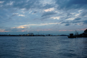 cloudy sky sea dawn sunset background