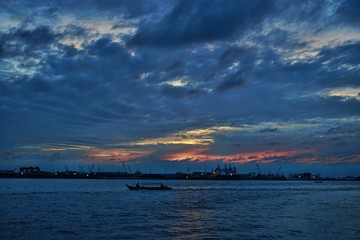 cloudy sky sea dawn sunset background