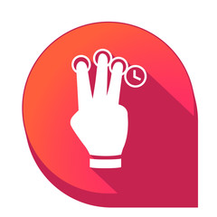 ikona z długim cieniem na tle strzałki pinezki