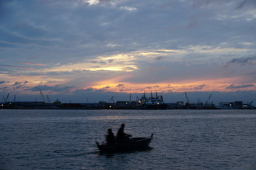 cloudy sky sea dawn sunset background